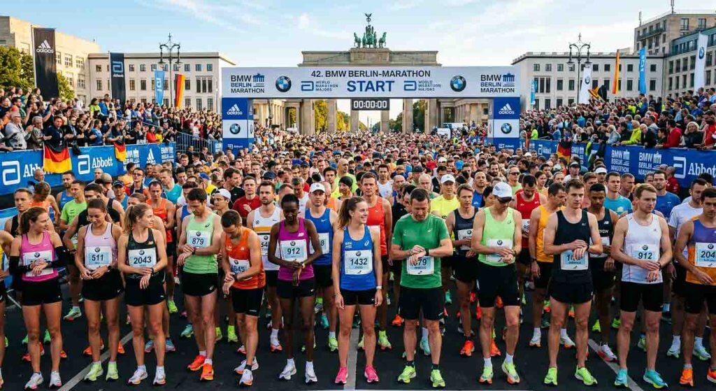 Marathon Wettkampftag am Start Marathon Wettkampftag am Start