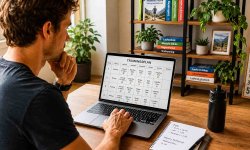 Läufer plant sein Marathontraining mit einem digitalen Trainingsplan