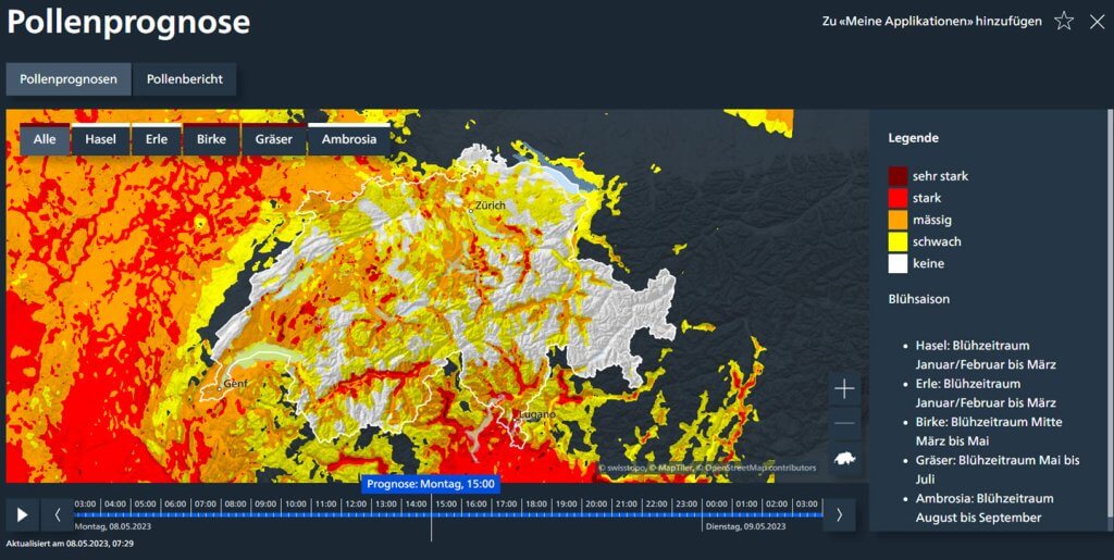 SwissMeteo Pollenprognose