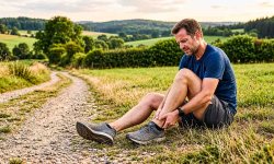 Läufer mit Schmerzen an der Achillessehne nach dem Laufen