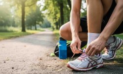 Beste Tageszeit zum Laufen – Läuferin bereitet sich auf das Lauftraining vor