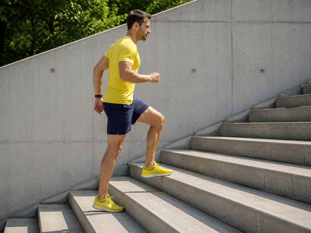 Knieschmerzen beim Treppensteigen als typisches Symptom eines Runners Knee