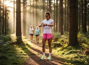 Läuferin steuert ihr Lauftraining über den Trainingspuls