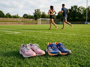 Barfusslaufen auf einer Wiese als Vorbereitung auf Natural-Running-Laufschuhe